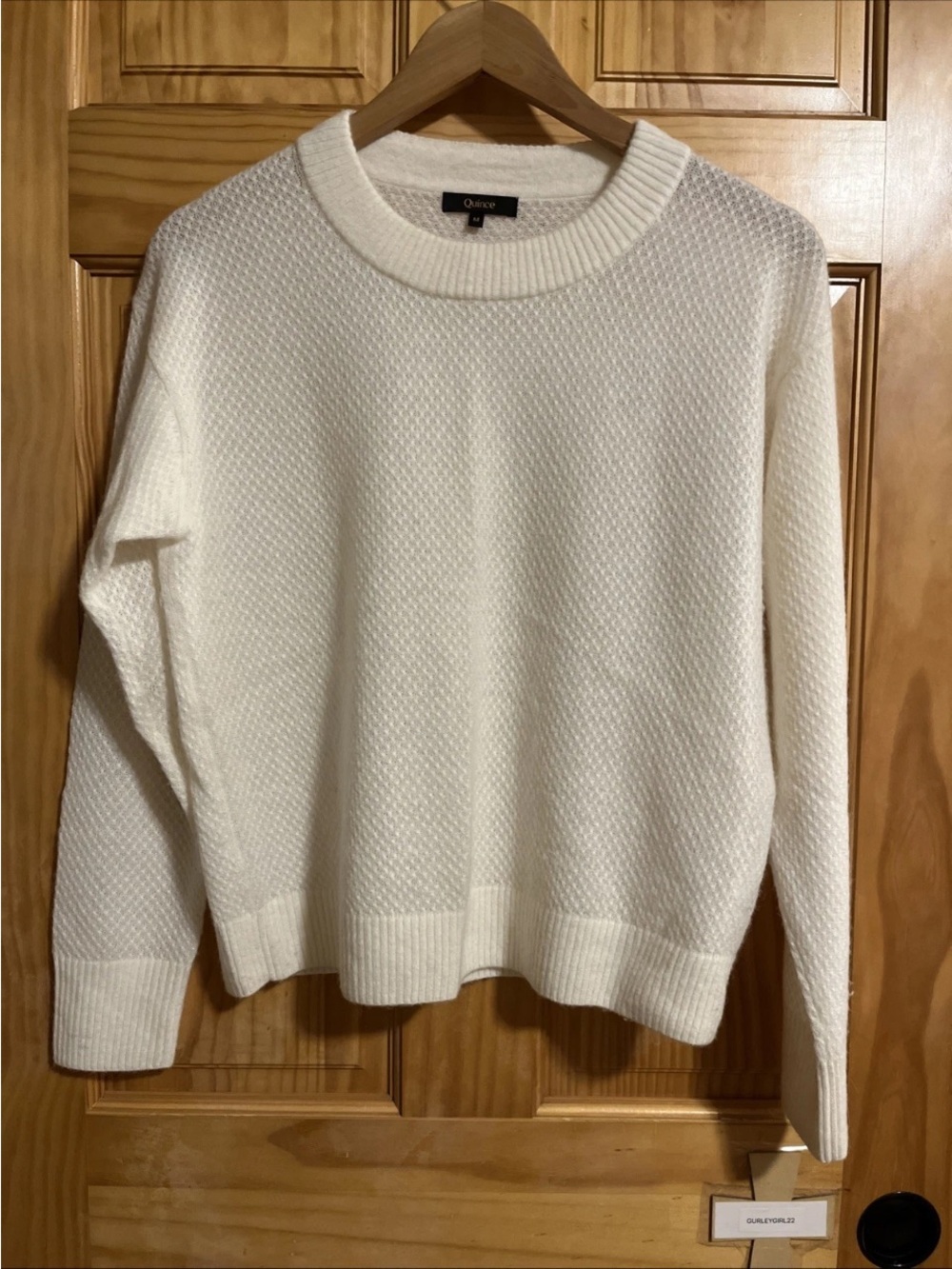 Quince Women's Cream Crewneck Textured Sweater M Wool & Alpaca